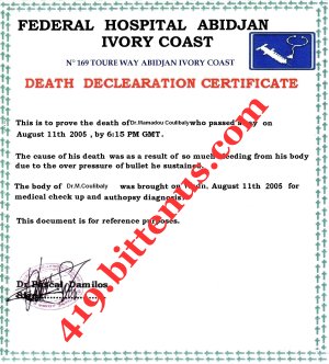 death certificate Coulibaly